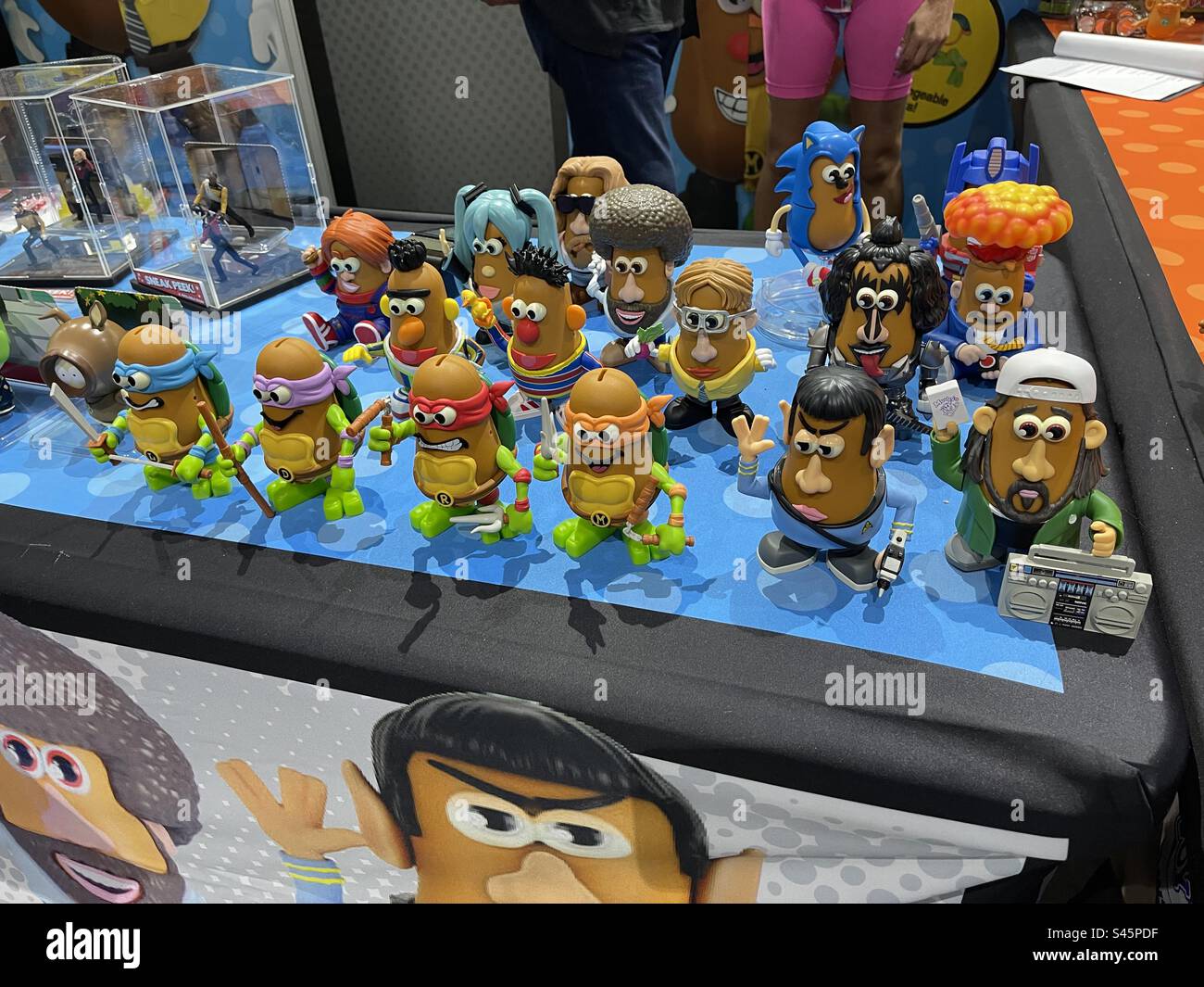Pop Taters toy display at Comic Con Day one held on July 20, 2023 - Smartphone Captured Stock Image