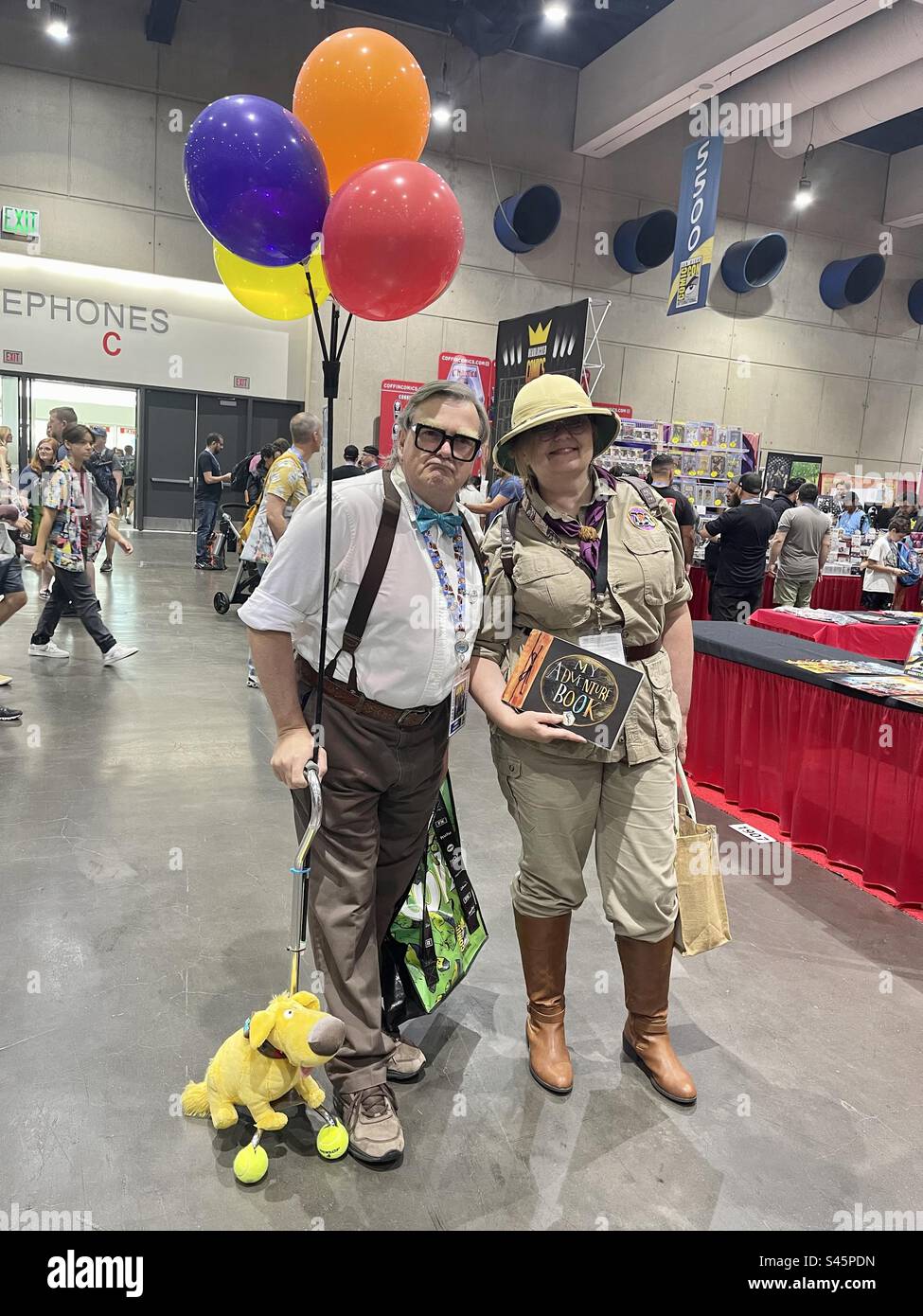 Cosplayers pose on day one of Comic Con held on July 20, 2023 - Smartphone Captured Stock Image