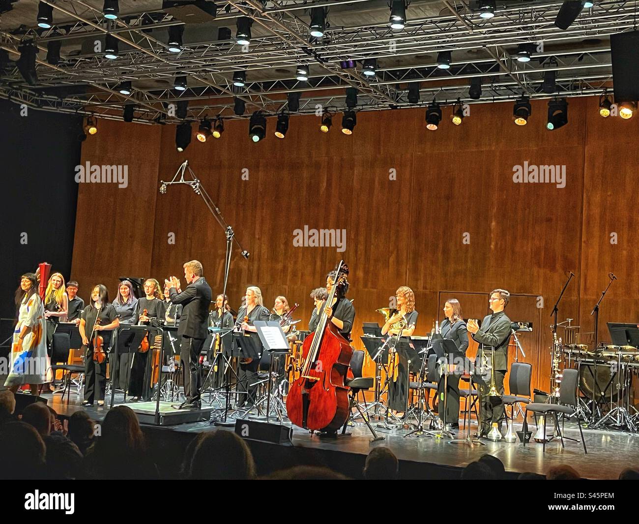 Musicians of Tomorrow concert at Purcell Room, London Sinfonietta, contemporary classical music conducted by Geoffrey Paterson - Smartphone Captured Stock Image