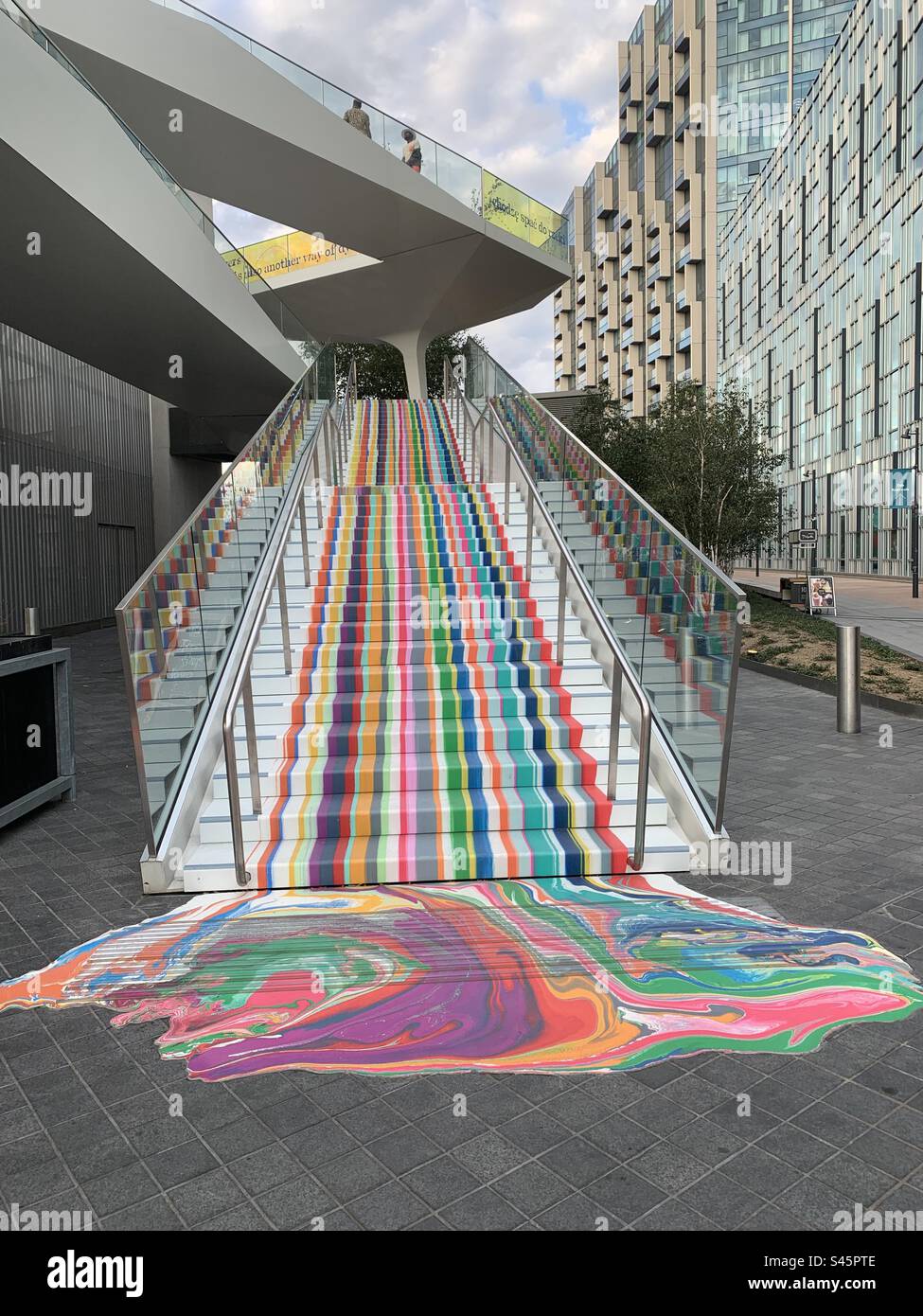 Colourful staircase at Greenwich peninsula Stock Photo