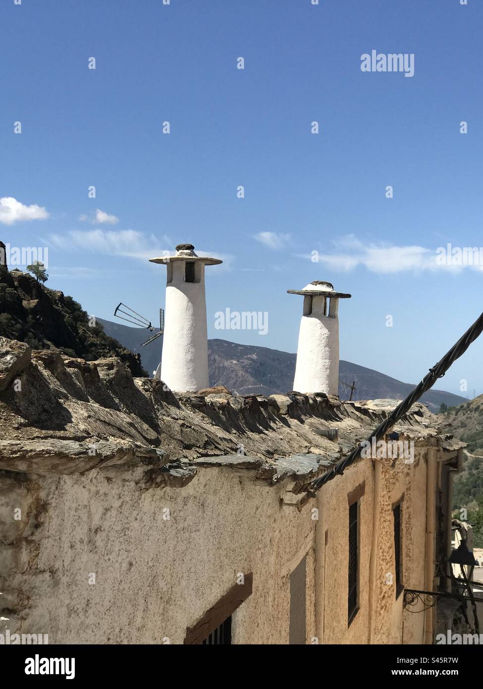 Traditionell chimney Pampaneira Alpujara Andalusia Stock Photo