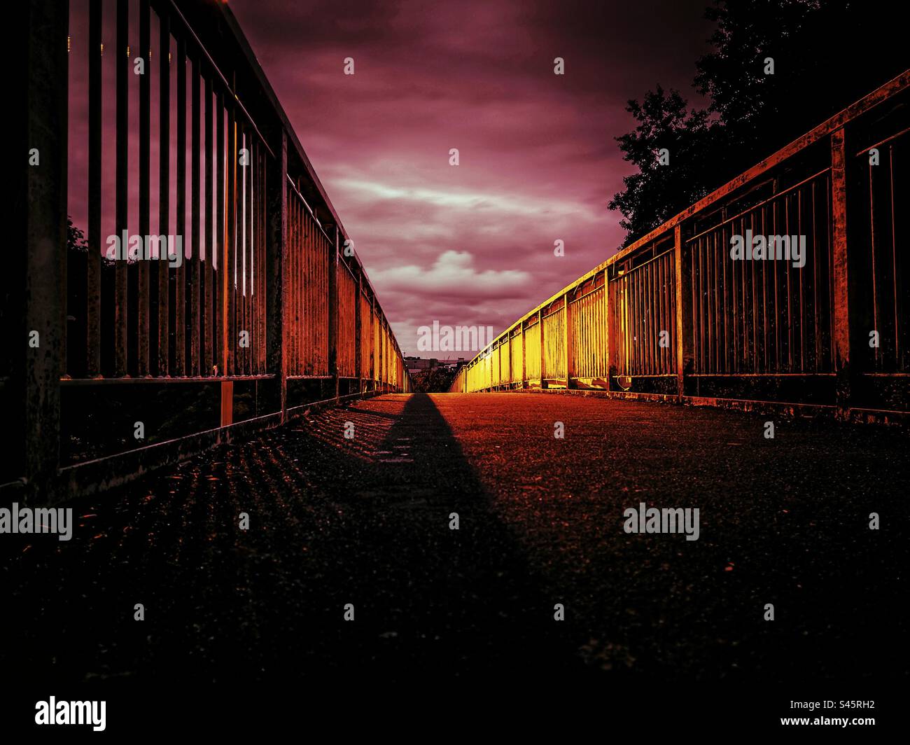 Yellow bridge in the evening - Smartphone Captured Stock Image