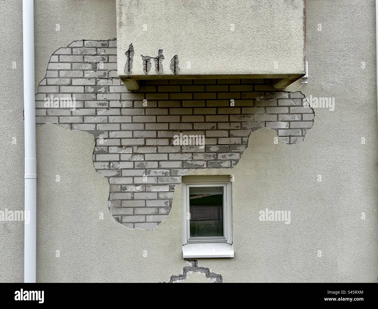 Old brick wall with destroyed plaster - Smartphone Captured Stock Image