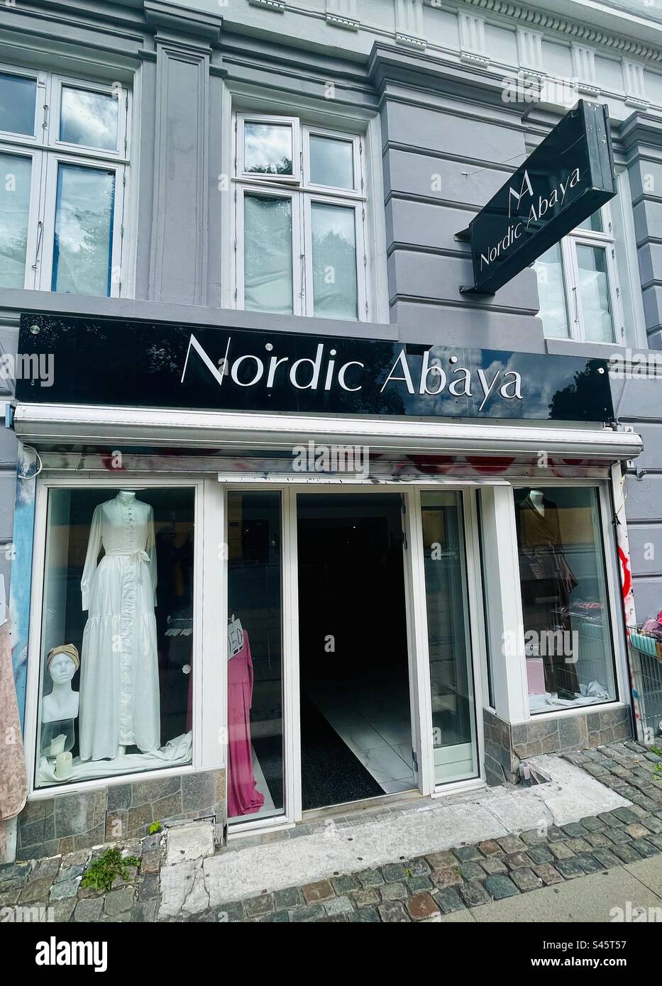 Nordic Abaya - Muslim women abaya shop in Copenhagen, Denmark. Stock Photo