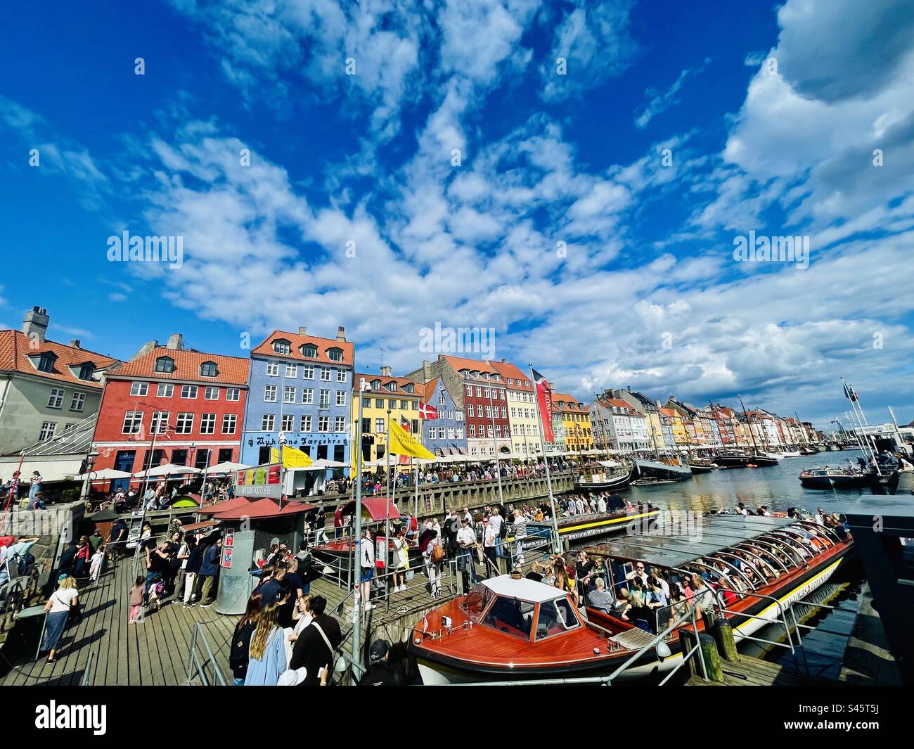 Colorful buildings in Nyhavn , Copenhagen, Denmark. - Smartphone Captured Stock Image
