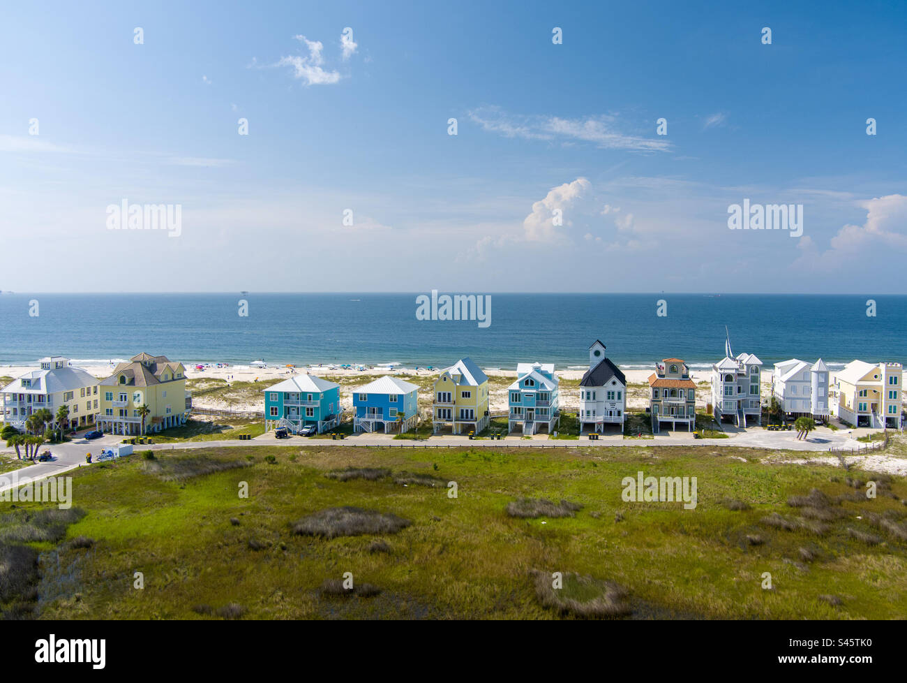 Beach Houses at Fort Morgan in Gulf Shores, Alabama - Smartphone Captured Stock Image