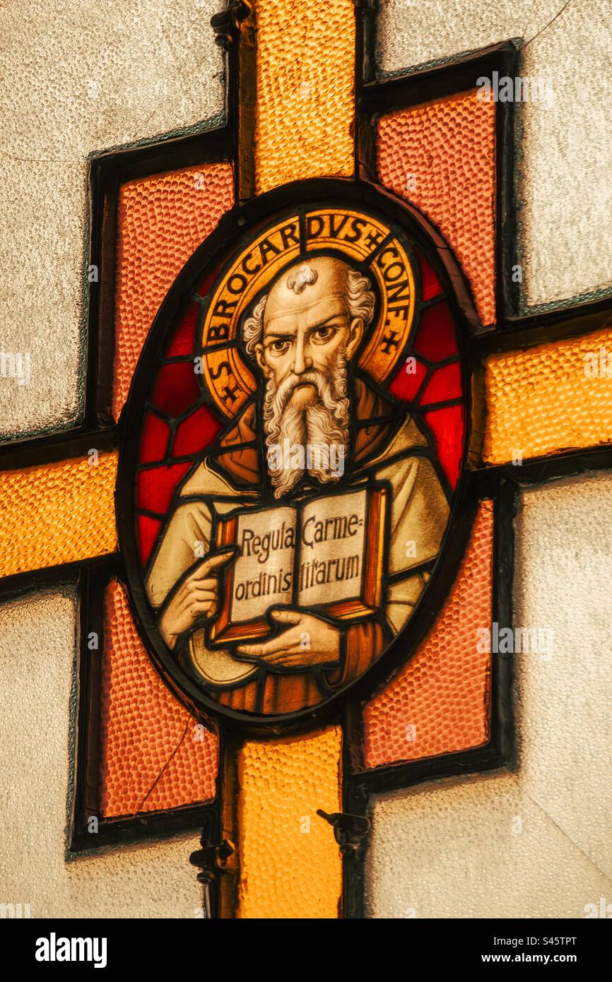 Stained Glass inside St.Paul’s Cathedral- Valletta, Malta - Smartphone Captured Stock Image