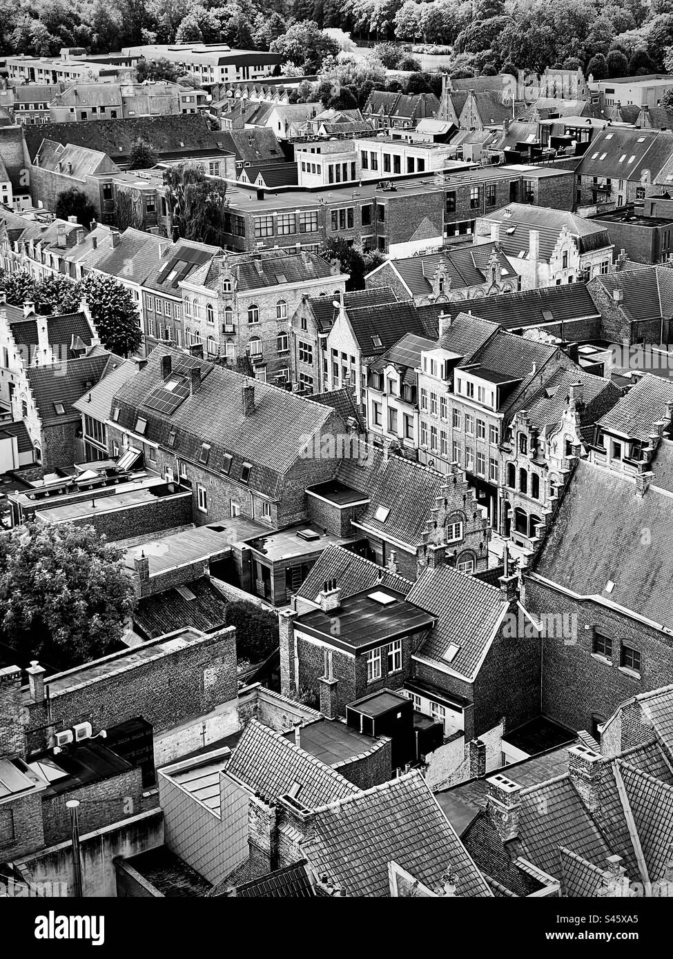 Rooftops of Ypres, Belgium Stock Photo