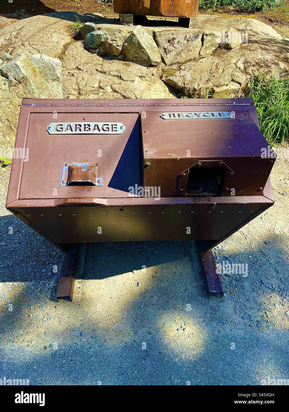 animal proof metal garbage bin Stock Photo Alamy