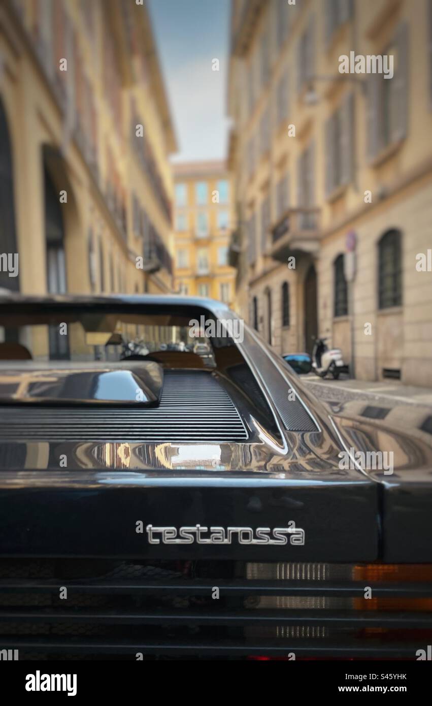 Ferrari testarossa in the streets of Milan, Italy Stock Photo