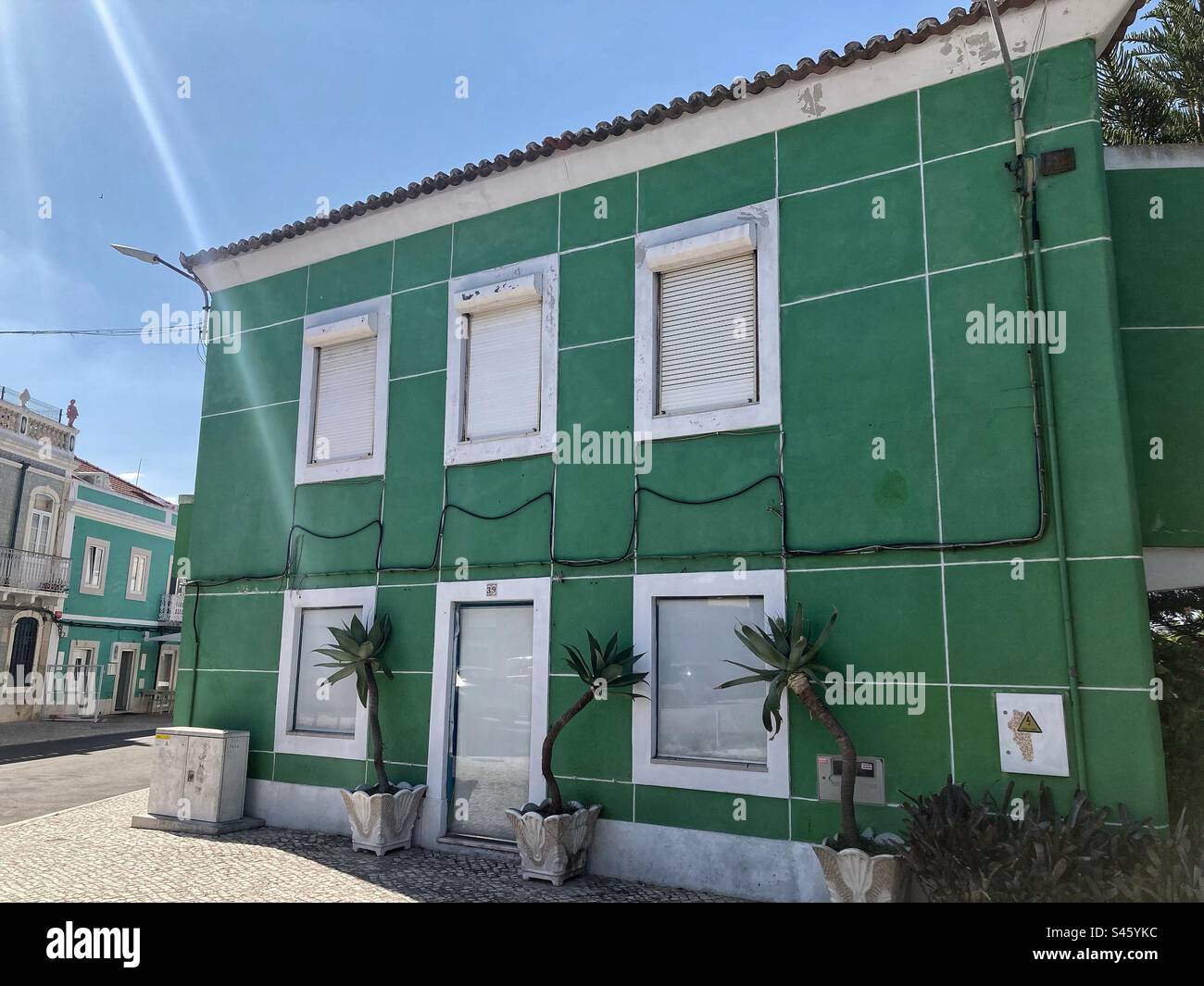 Typical green house in Moita,South of Portugal . - Smartphone Captured Stock Image