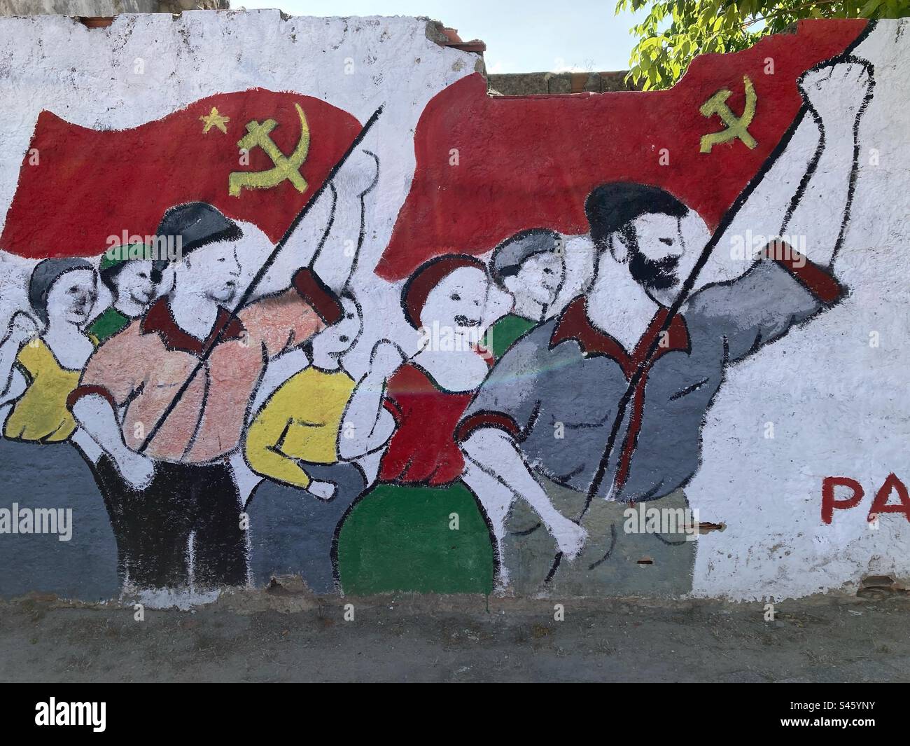 Communist party mural in the south of Portugal. Stock Photo