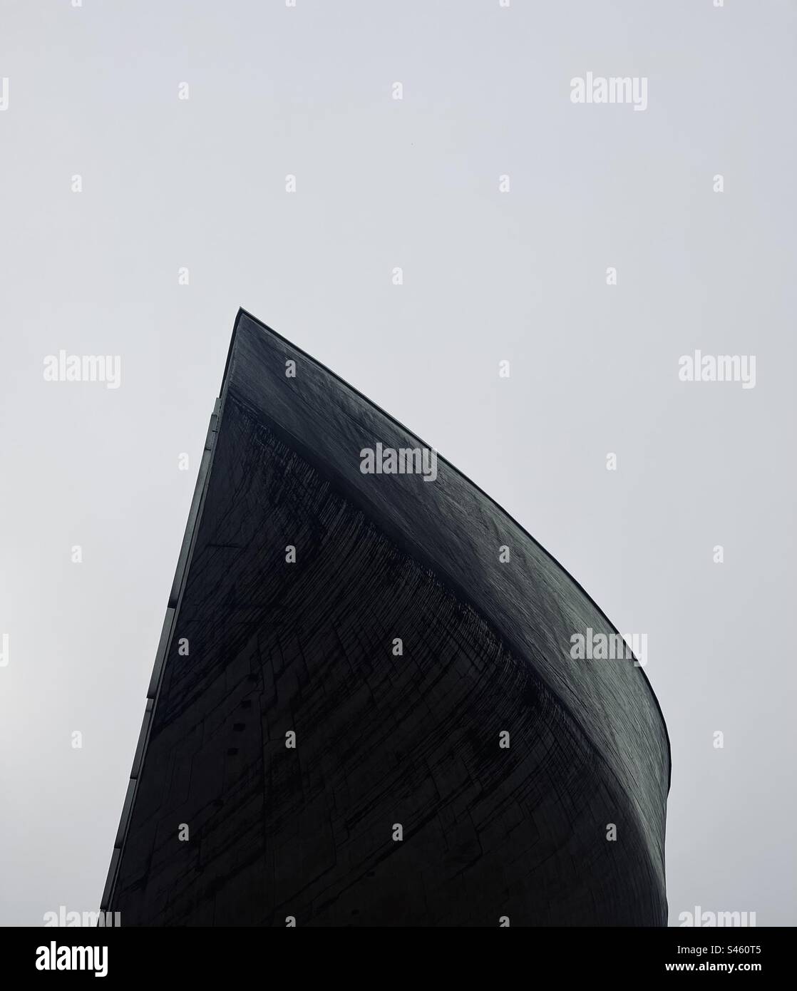 Cantilevered concrete volume of Museum of Slovak National Uprising in Banska Bystrica in Slovakia - Smartphone Captured Stock Image