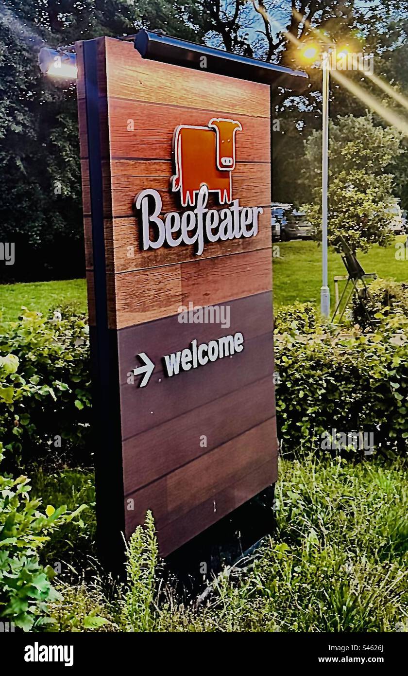 Beefeater sign at the Bridge Barn in Woking. - Smartphone Captured Stock Image