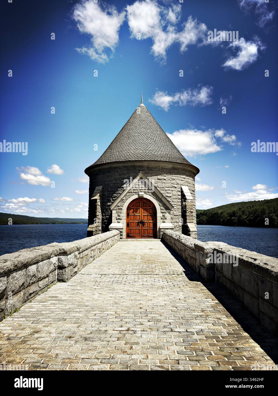 Saville Dam in Barkhamsted, Connecticut, USA. View of the upper gate
