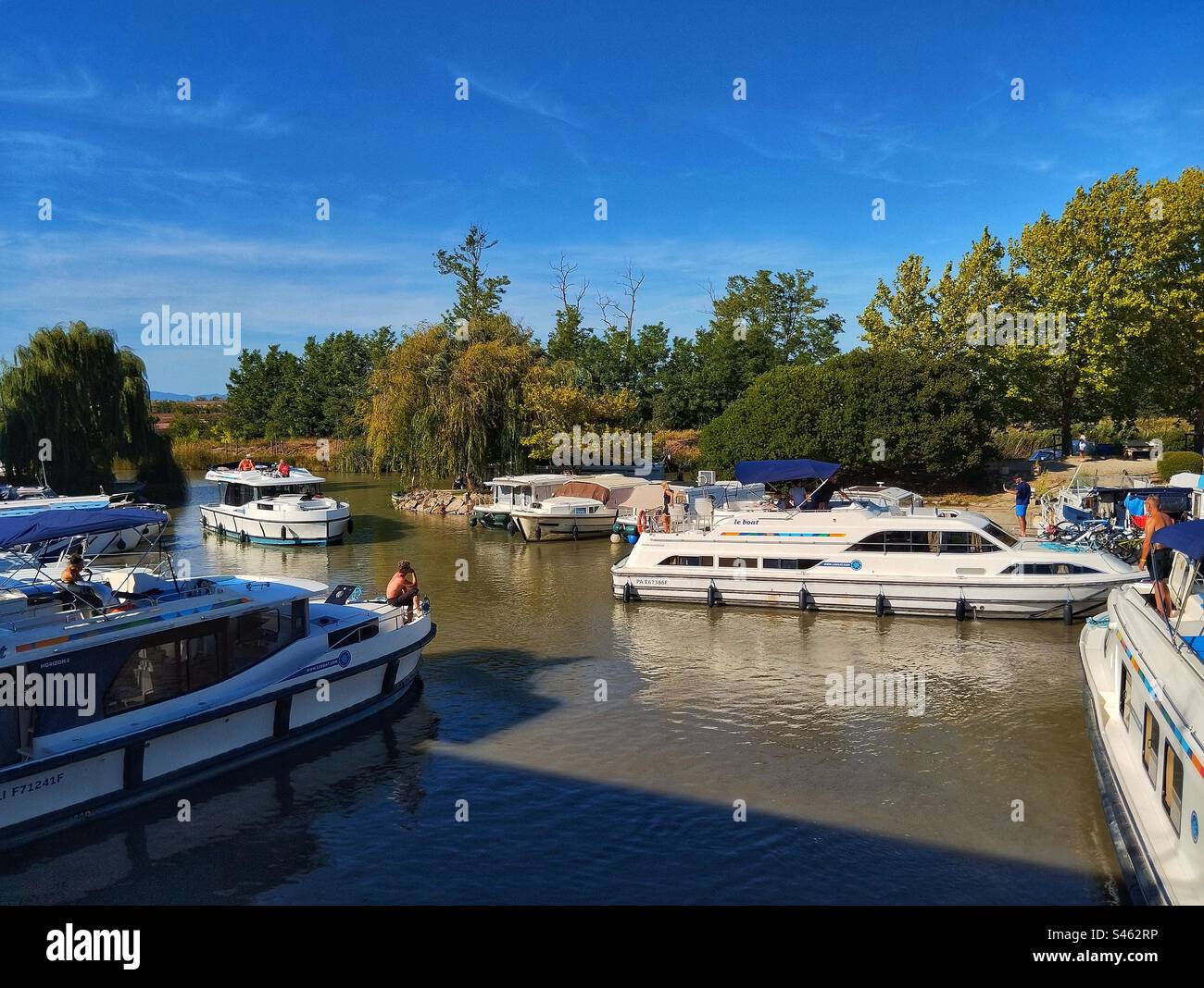 Navigation on the Canal du Midi. Port of Colombiers. Occitanie, France  Stock Photo - Alamy