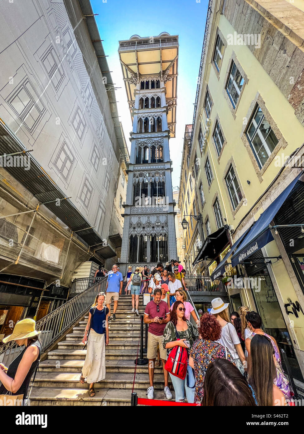 Neo gothic Elevador de Santa Justa metal elevator in Lisbon Portugal - Smartphone Captured Stock Image