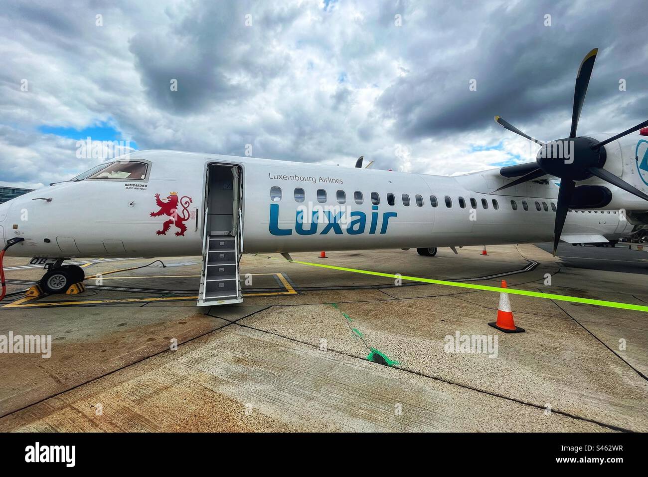 Lux Air De Havilland Dash DHC-8-Q400 at London City Airport - Smartphone Captured Stock Image