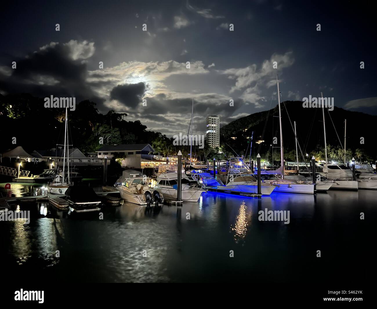 Marina boats night - Smartphone Captured Stock Image