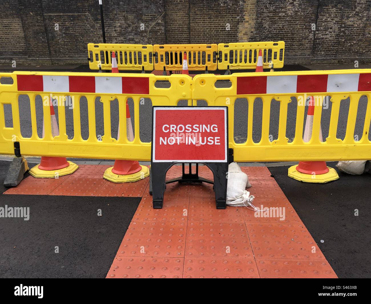 Crossing not in use sign in London UK - Smartphone Captured Stock Image