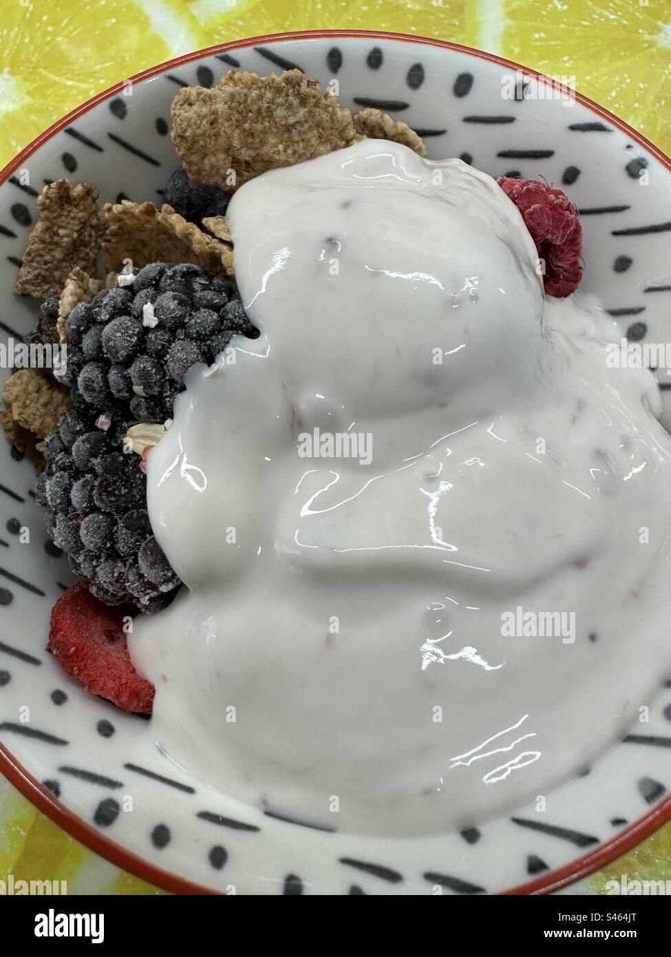 Frozen Fruit and Kiefer Yoghurt - Smartphone Captured Stock Image