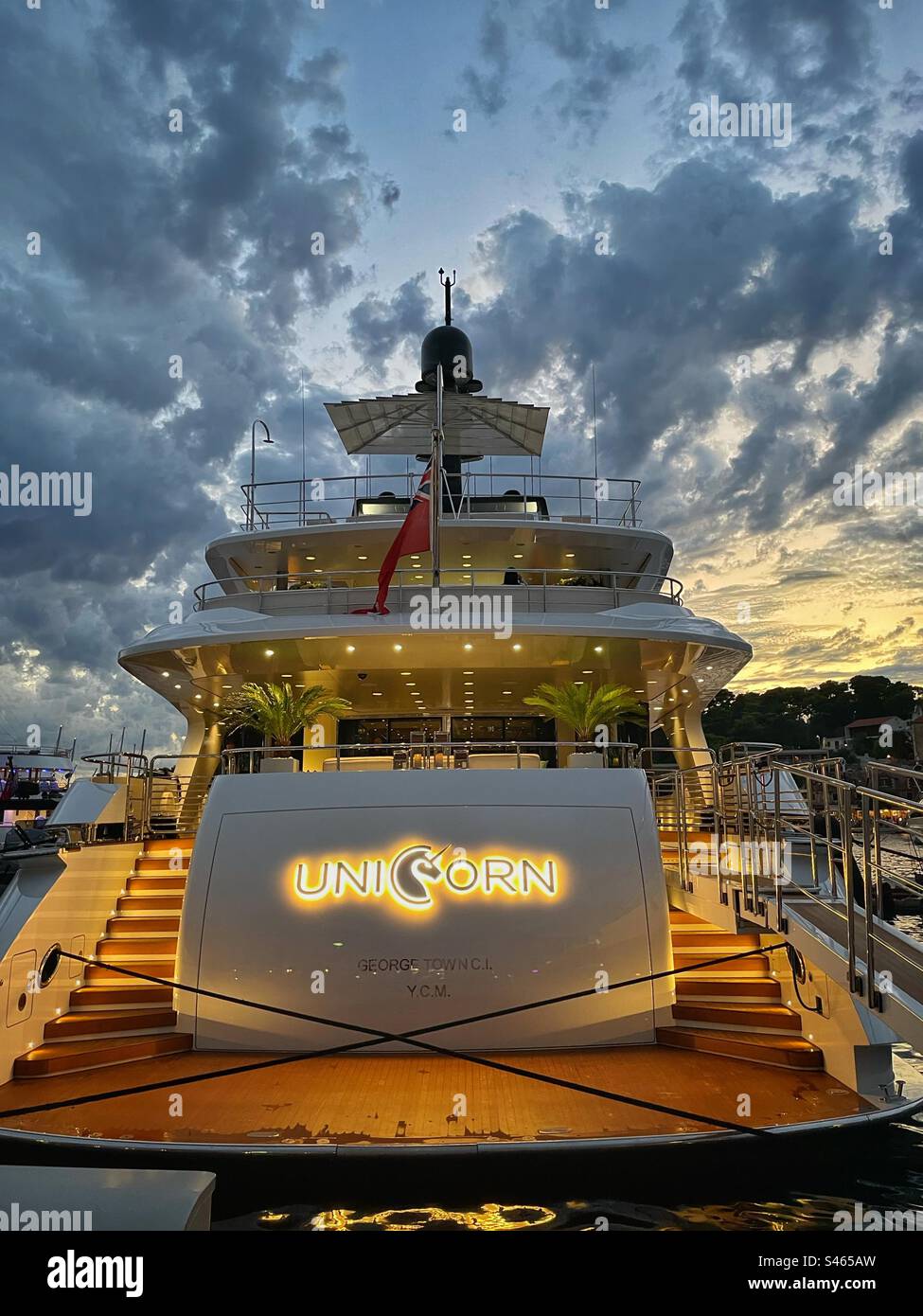 Unicorn Yacht moored in Hvar, Croatia. Frank Zweegers, Dutch. - Smartphone Captured Stock Image