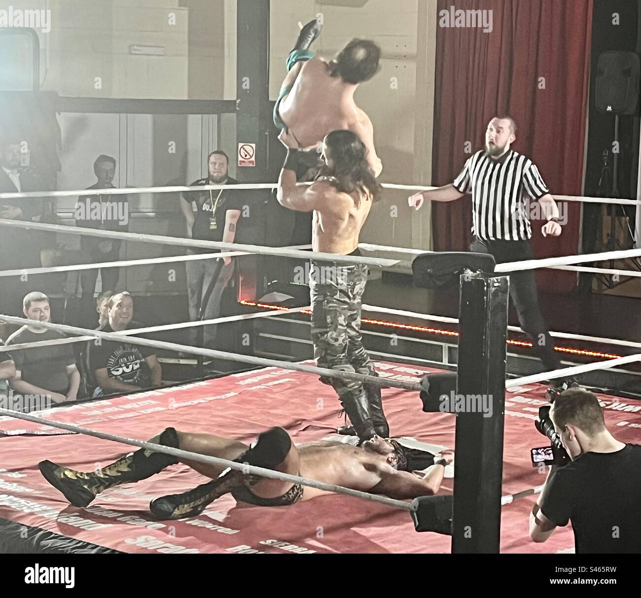 Pro wrestling chaos. Bristol. August 2023. - Smartphone Captured Stock Image