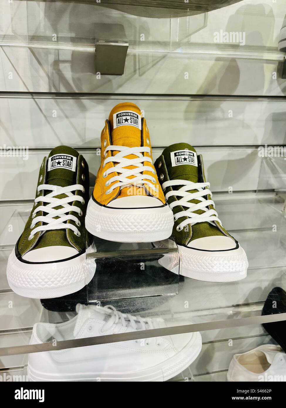 Converse Trainers in a shop Stock Photo