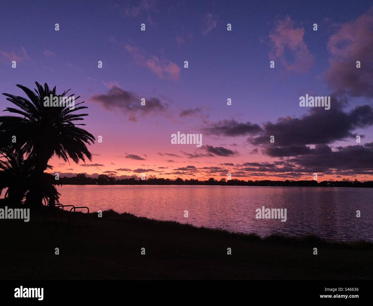 Perth sunset, Lake Monger, Winter in Perth Stock Photo Alamy