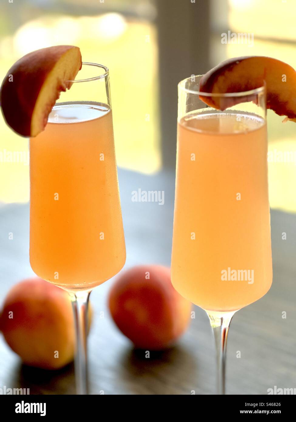 Two peach Bellinis - Smartphone Captured Stock Image