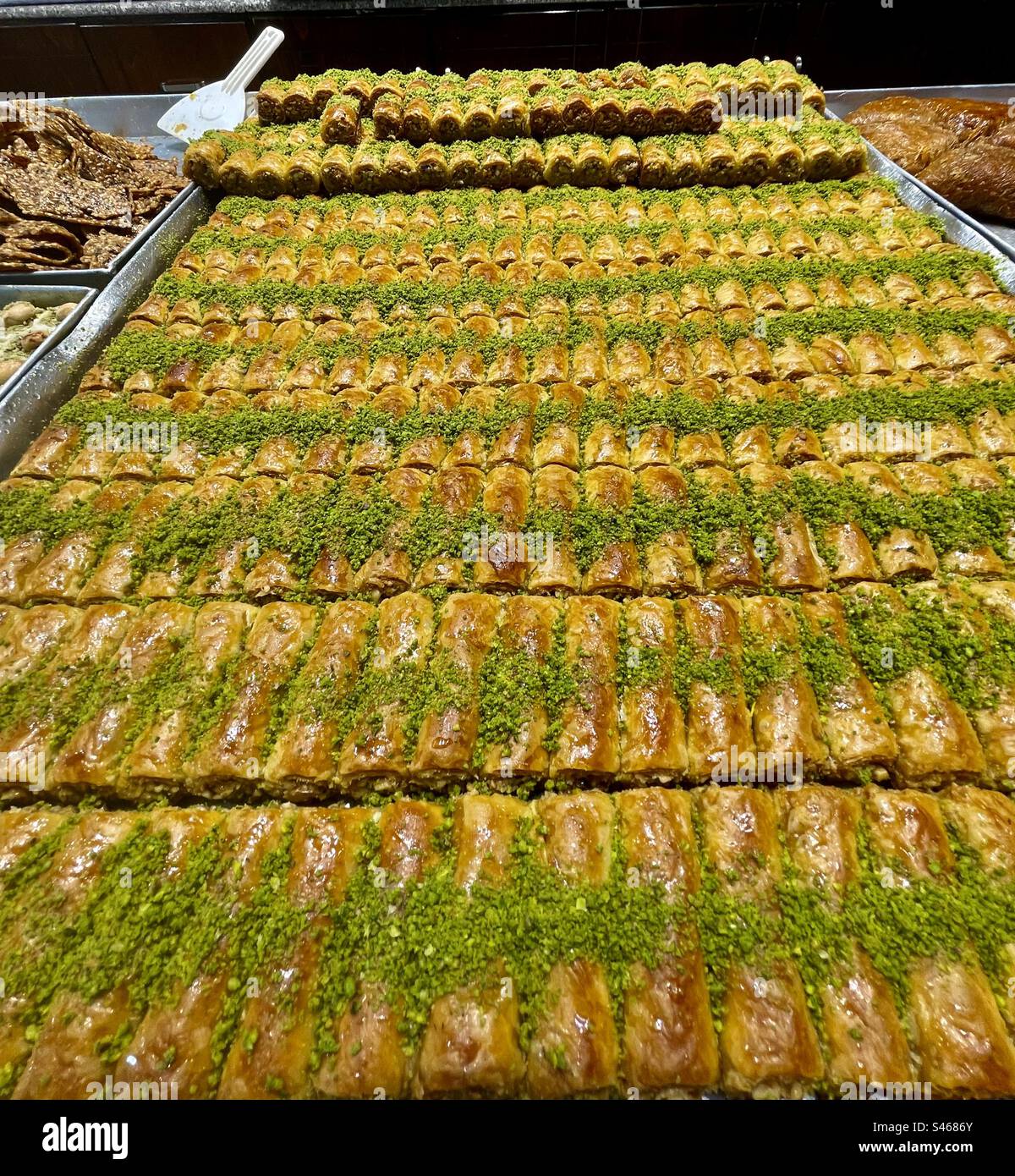 Palestinian pastry desserts at Palace sweets, Bethlehem, Palestine. - Smartphone Captured Stock Image