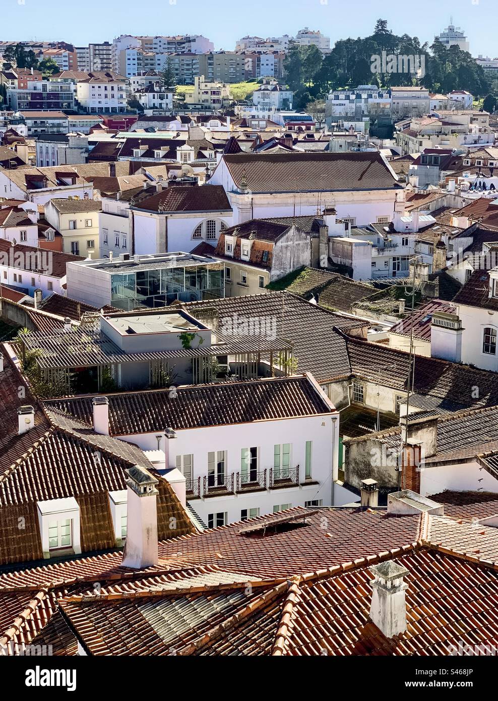 A view over the rooftops of Leiria in Central Portugal - Smartphone Captured Stock Image