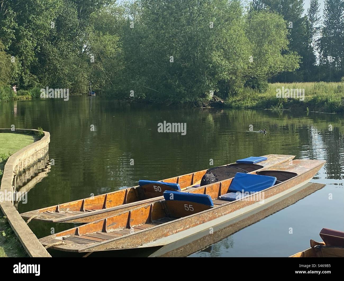 Punts on the River Cherwell in Oxfordshire - Smartphone Captured Stock Image Punts on the River Cherwell in Oxfordshire - Smartphone Captured Stock Image