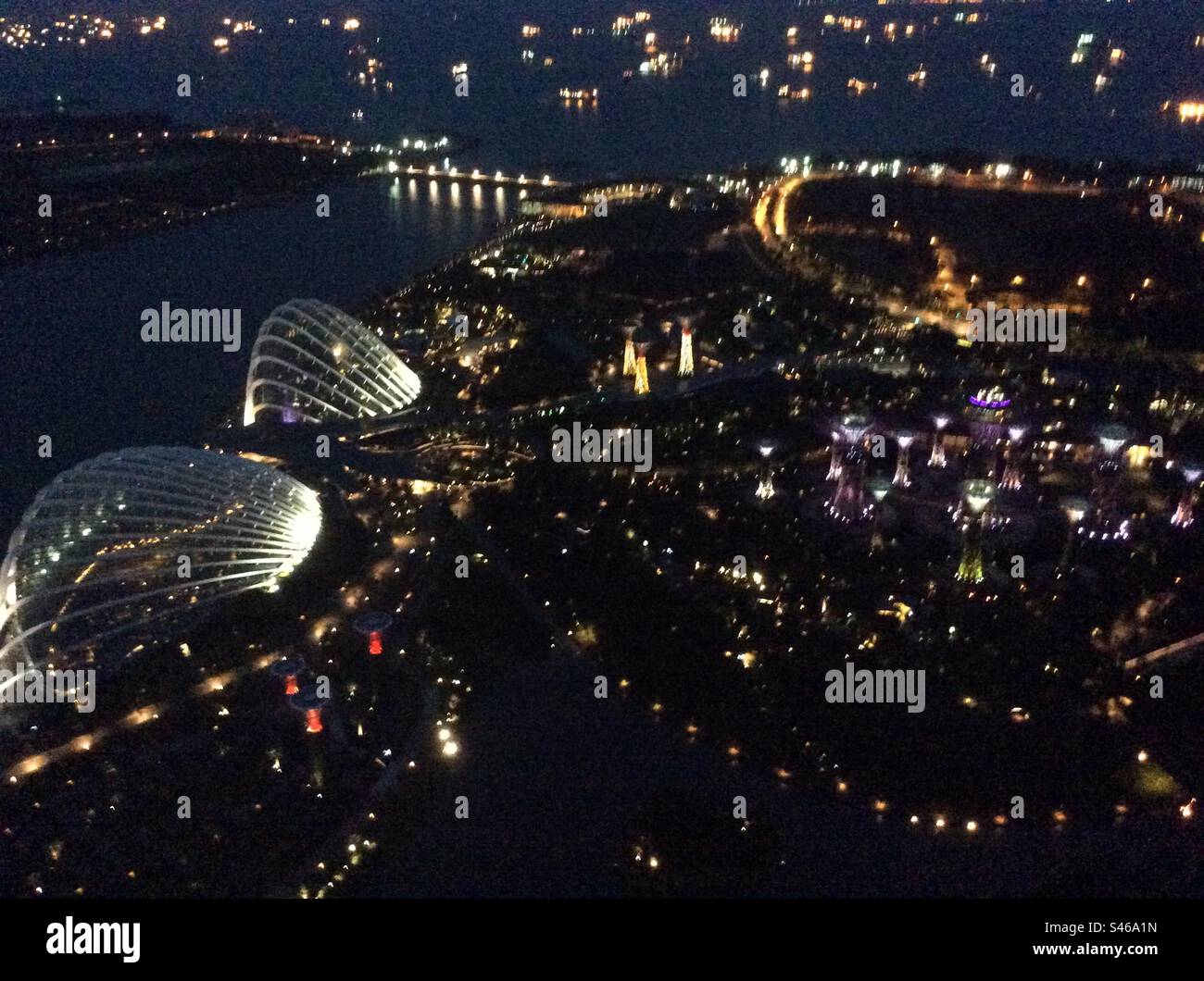 Garden by the bay, a view from top of Marina bay sands hotel, Singapore - Smartphone Captured Stock Image