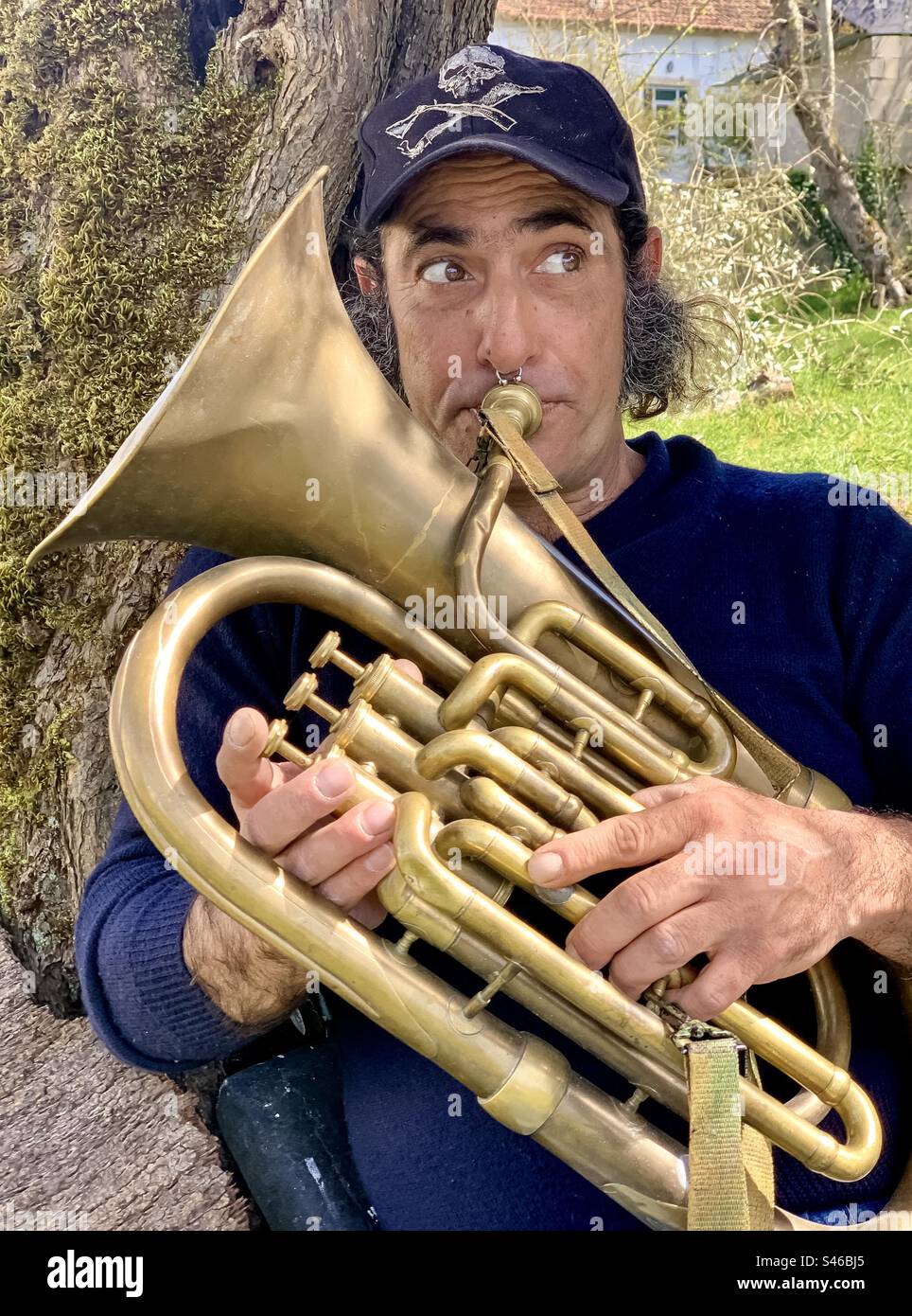 Man plays the tuba - Smartphone Captured Stock Image