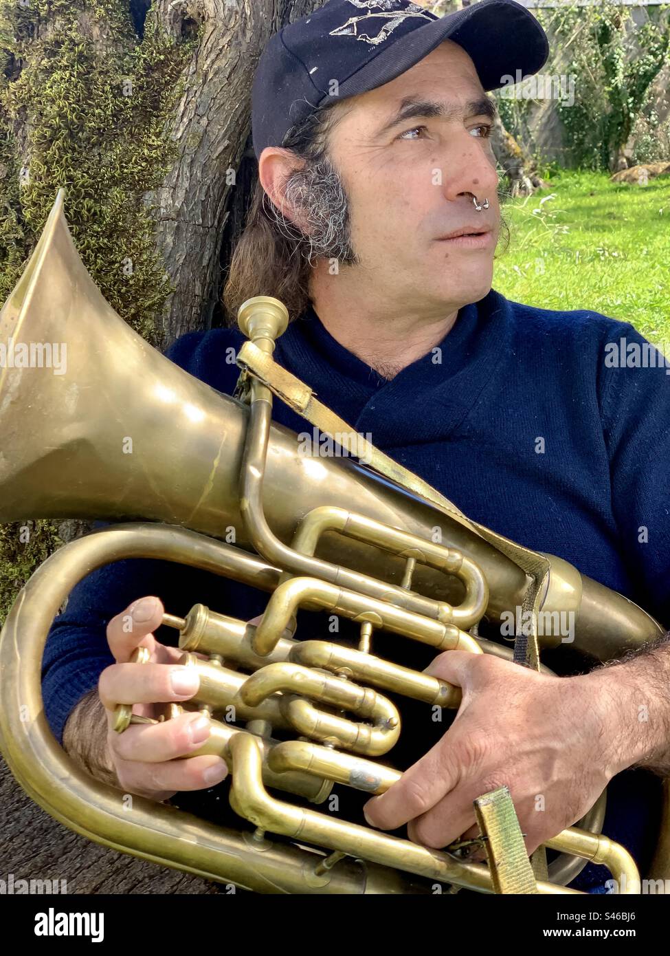 A man & his tuba - Smartphone Captured Stock Image