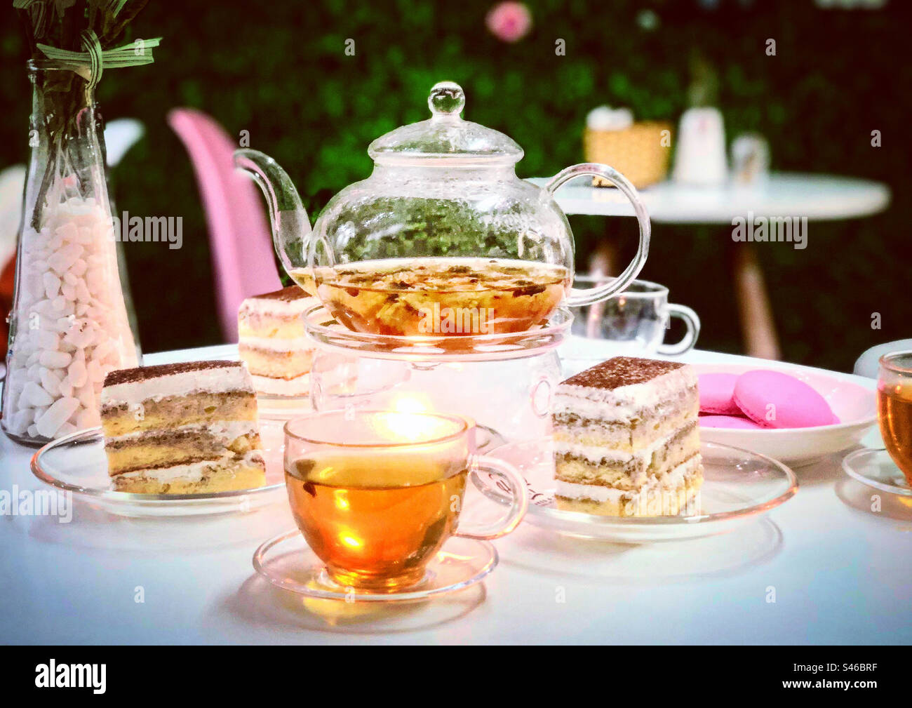 Cakes and tea time Stock Photo