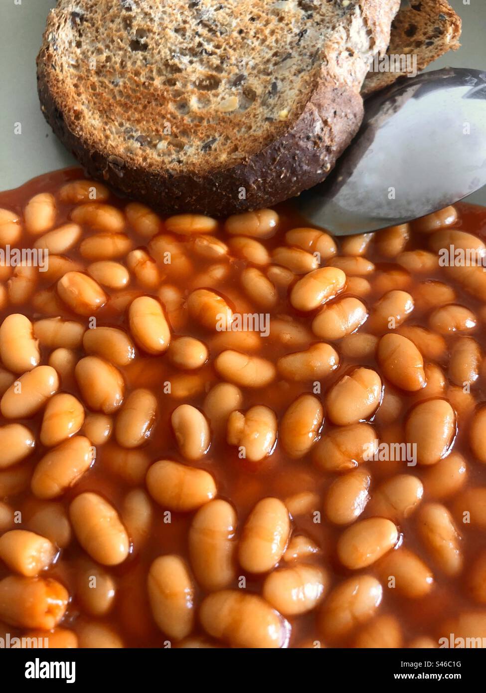 Baked beans and toasted bread Stock Photo Alamy