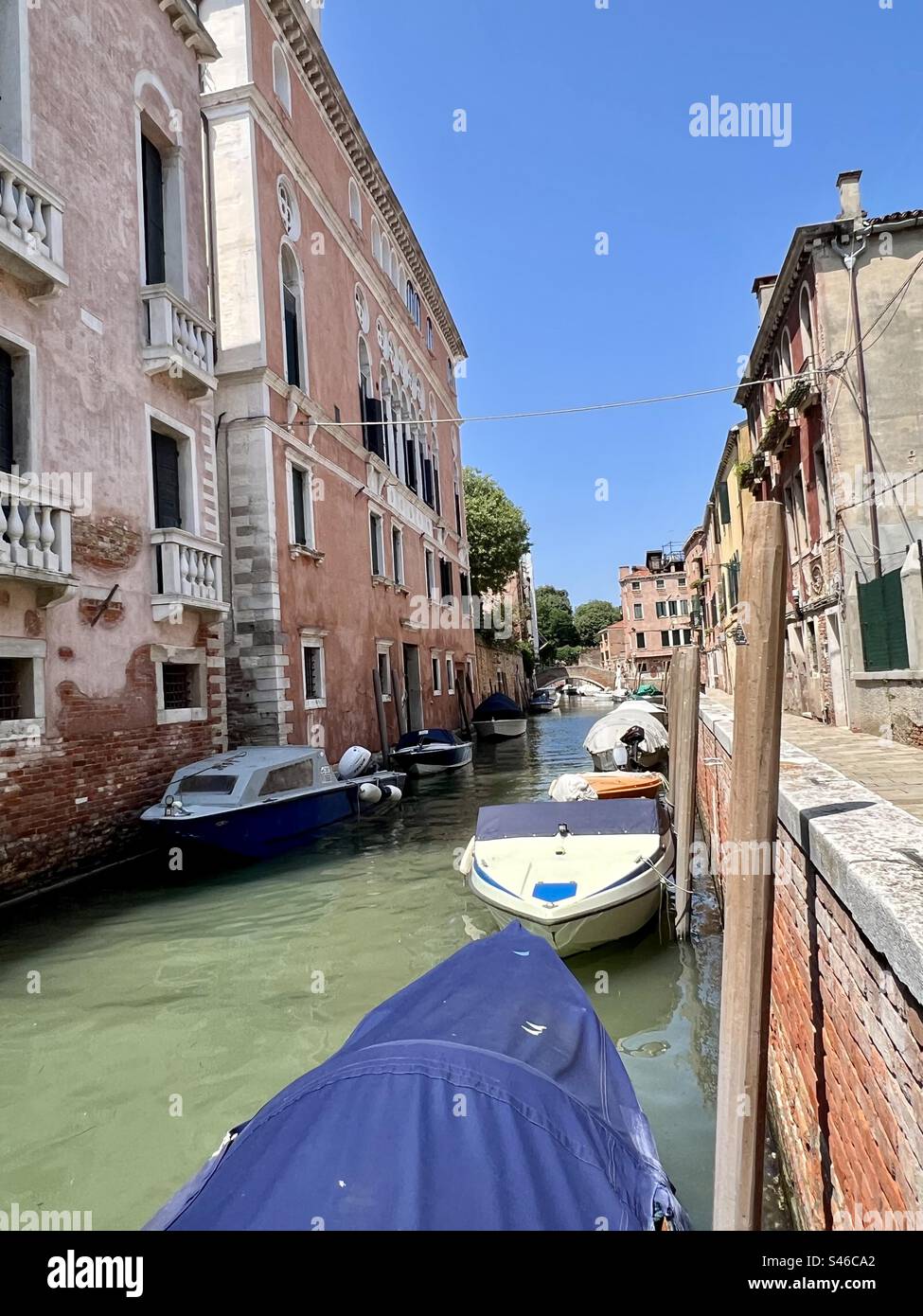 Rio del Trapiano canal in Cannaregio, Venice - Smartphone Captured Stock Image
