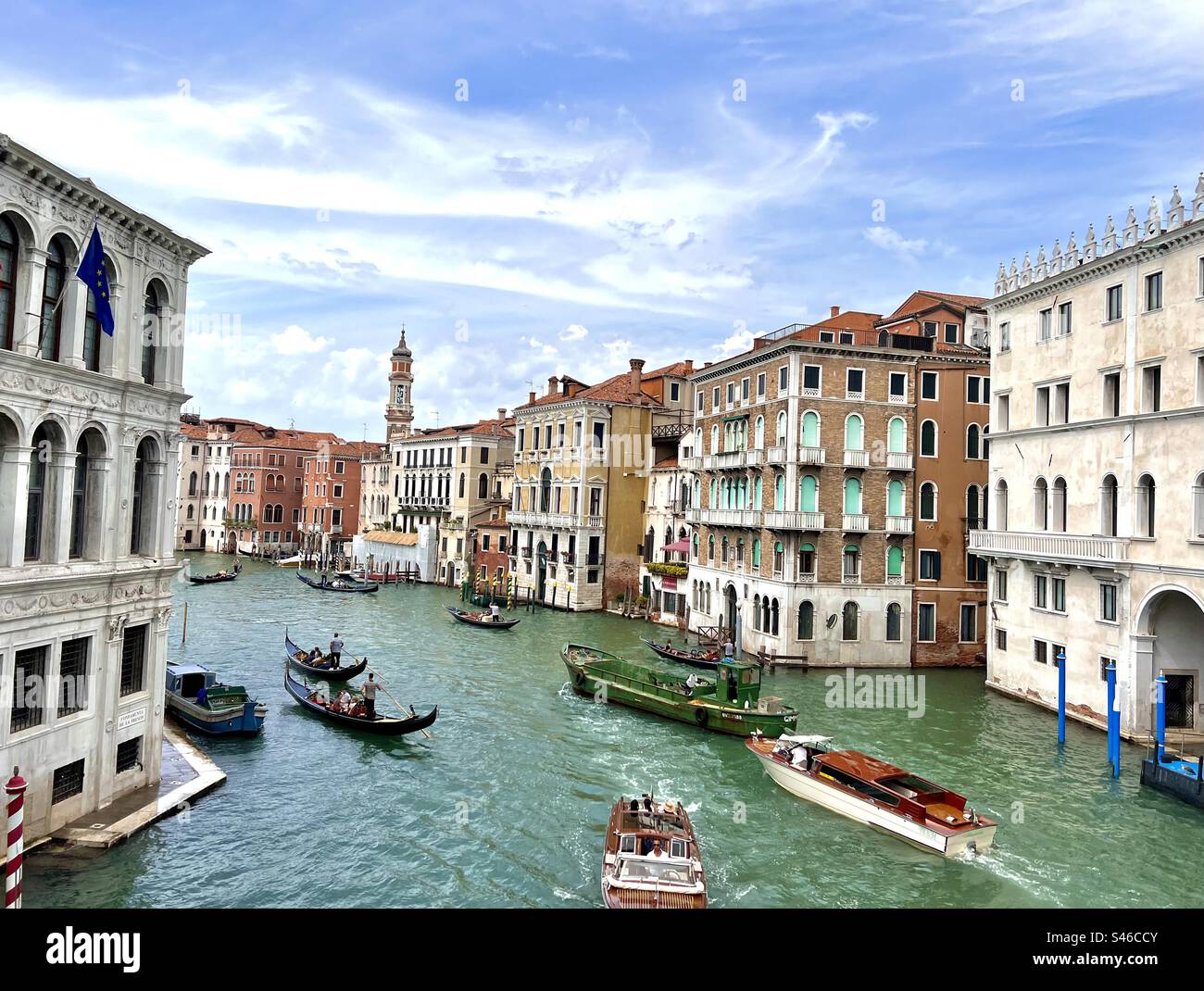 View of Grand Canal from the Rialto Bridge in Venice - Smartphone Captured Stock Image