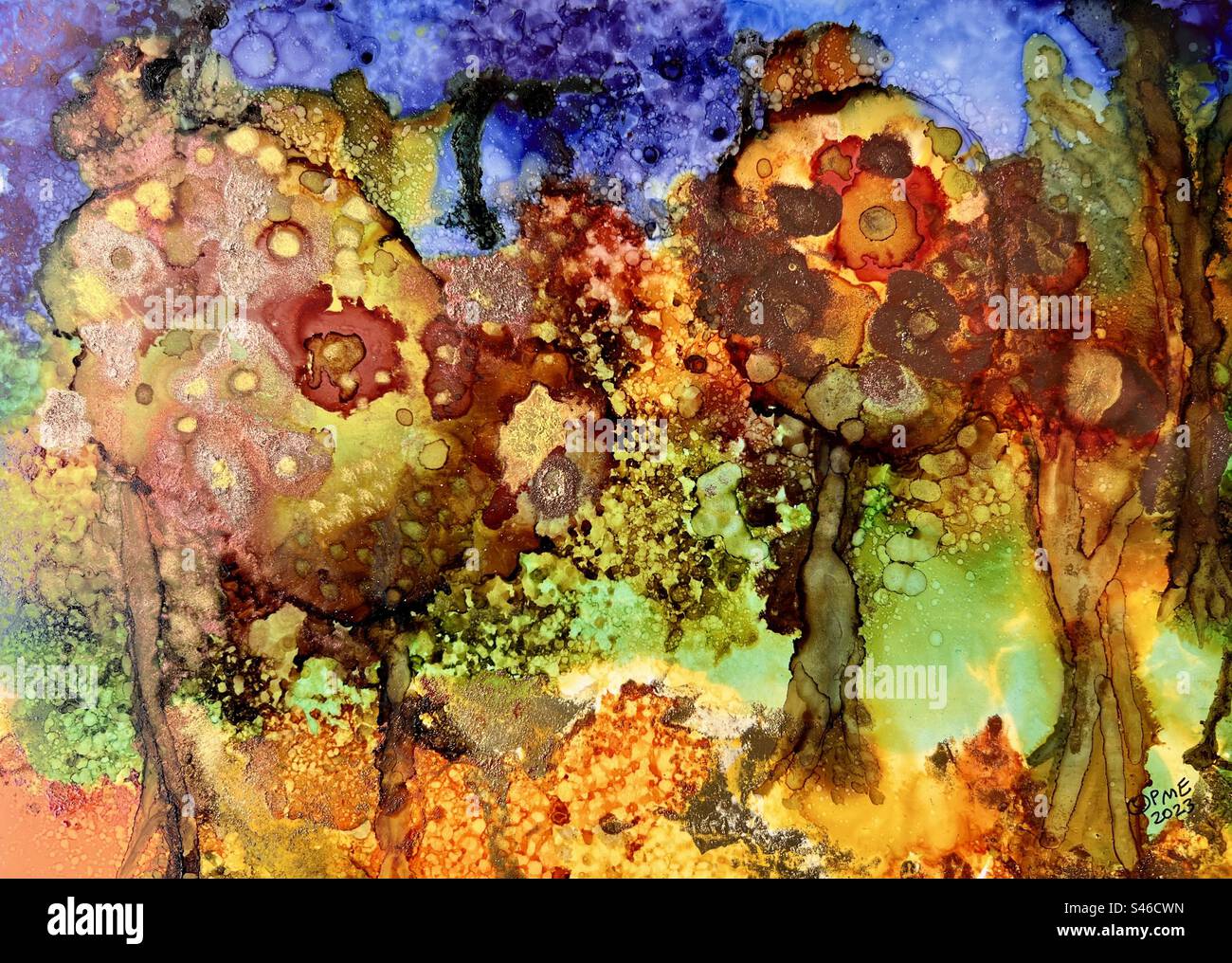 Alcohol ink artwork - Smartphone Captured Stock Image