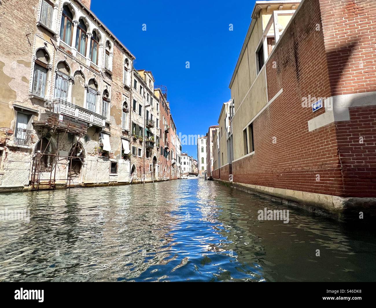 Beautiful architecture and canal houses on the Rio di San Giovanni Laterno, Castello,Venice - Smartphone Captured Stock Image
