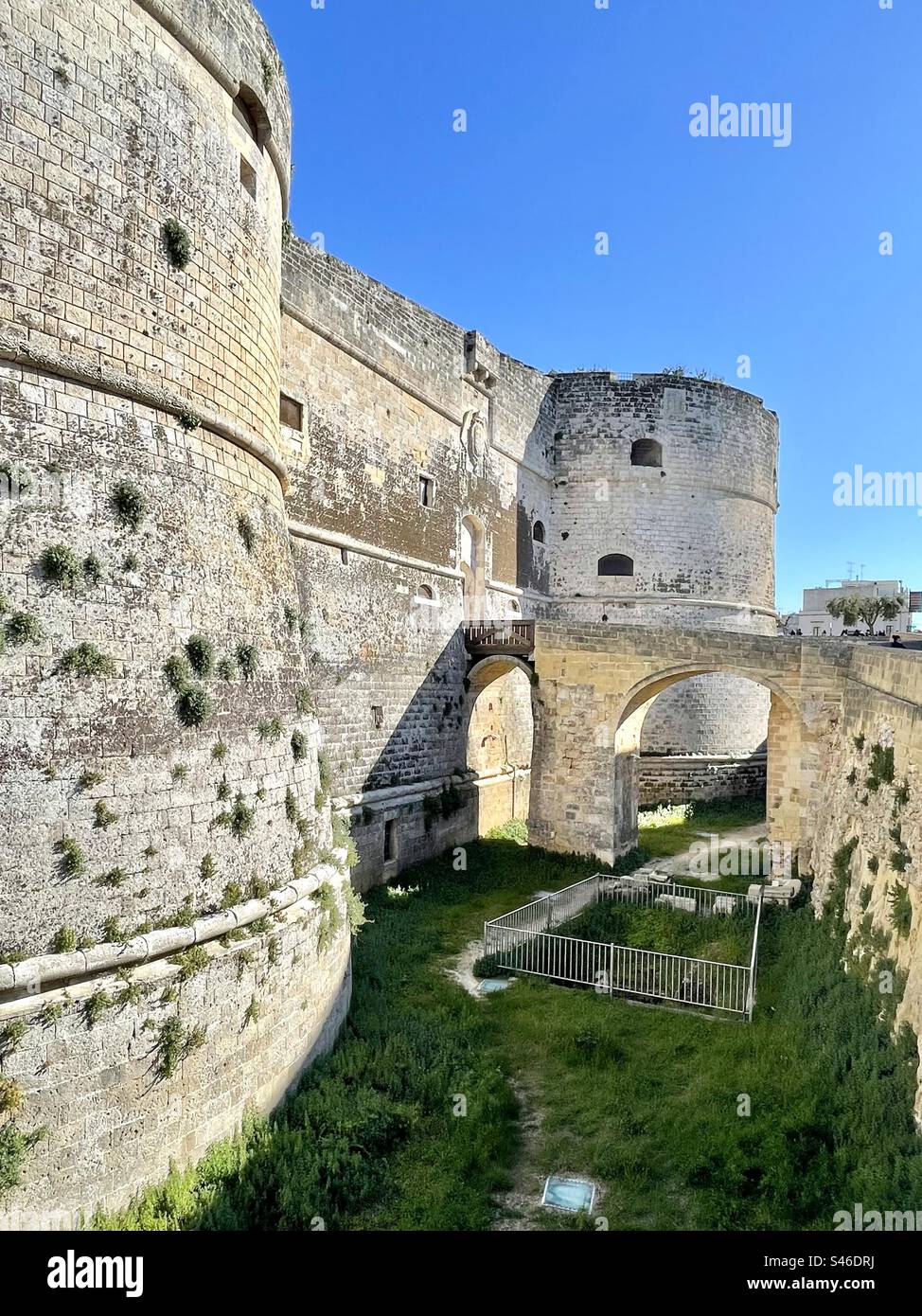 Moat of Aragonese Castle of Otranto, Castello Aragonese, Apulia Italy Stock Photo