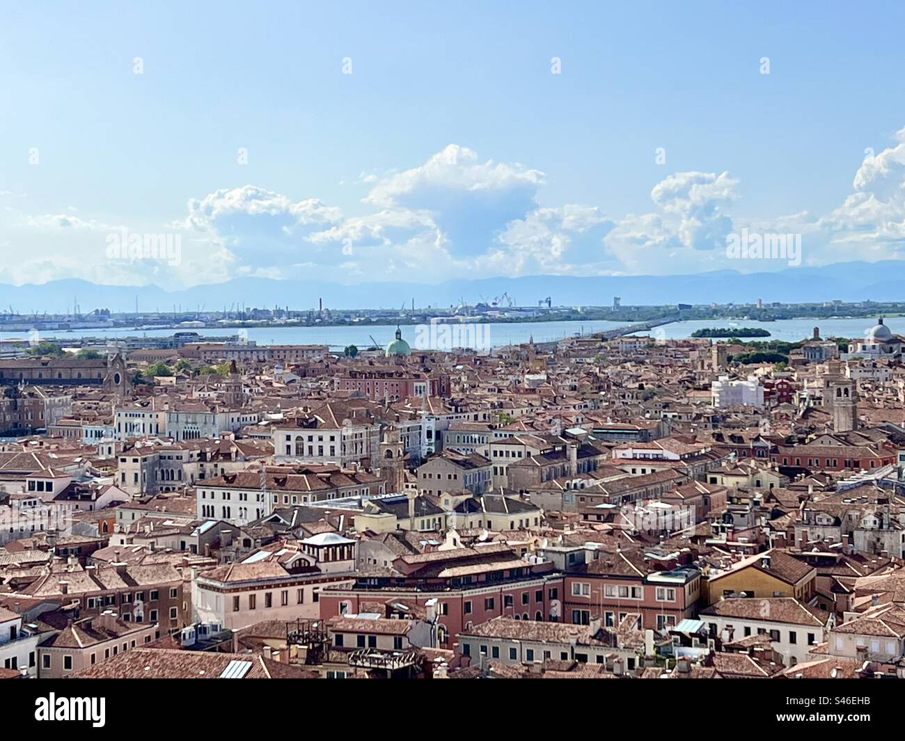 View of Venezia taken from atop Campanile di San Marco on a sunny summer day - Smartphone Captured Stock Image