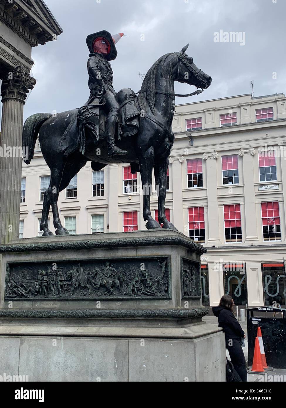 Horse statue outside goma Glasgow Stock Photo