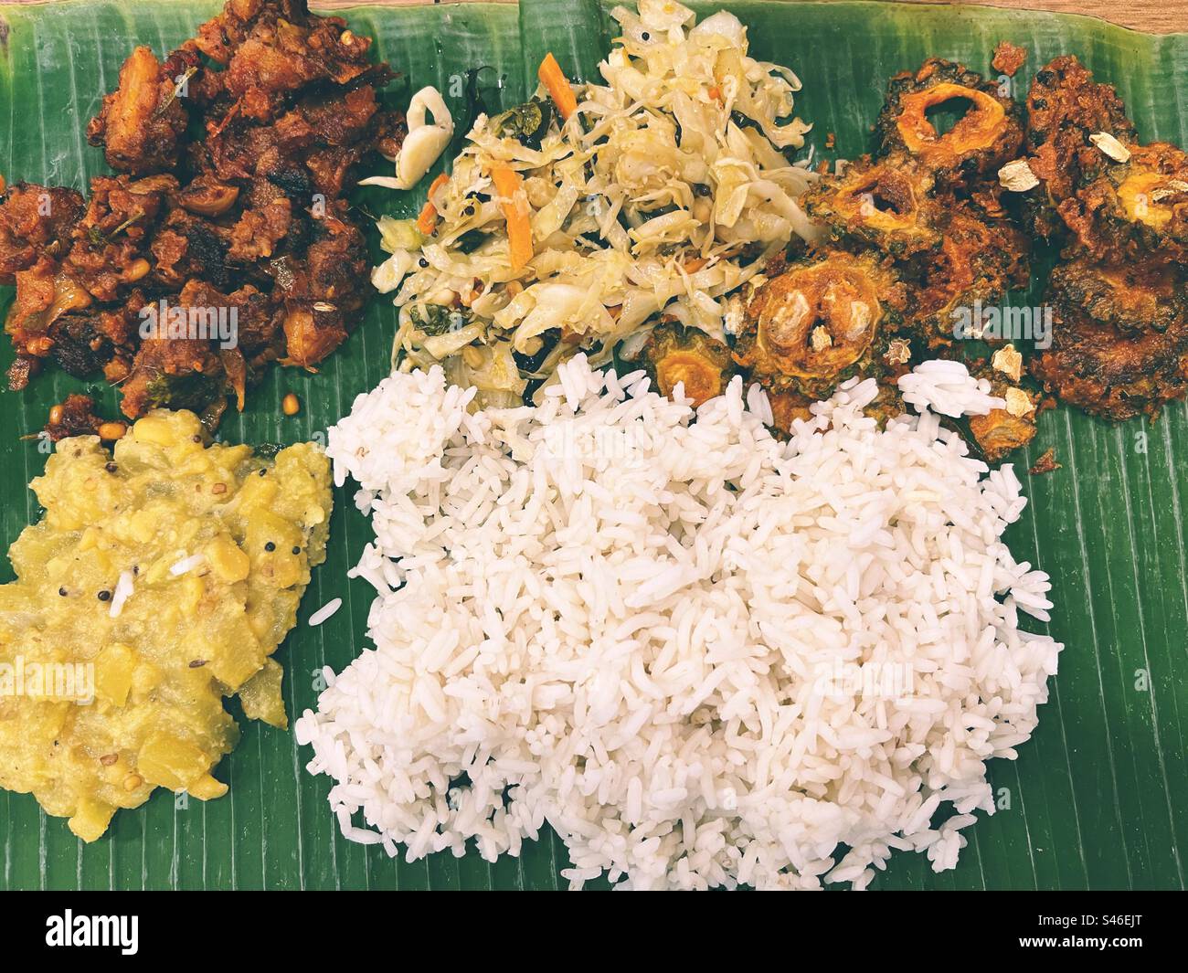 Banana leaf curry rice - Smartphone Captured Stock Image