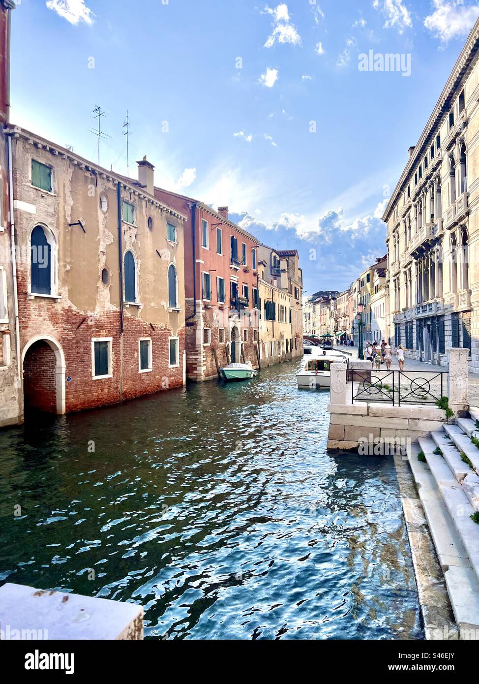View down Rio fella Misericordia canal, Cannaregio district, Venice - Smartphone Captured Stock Image