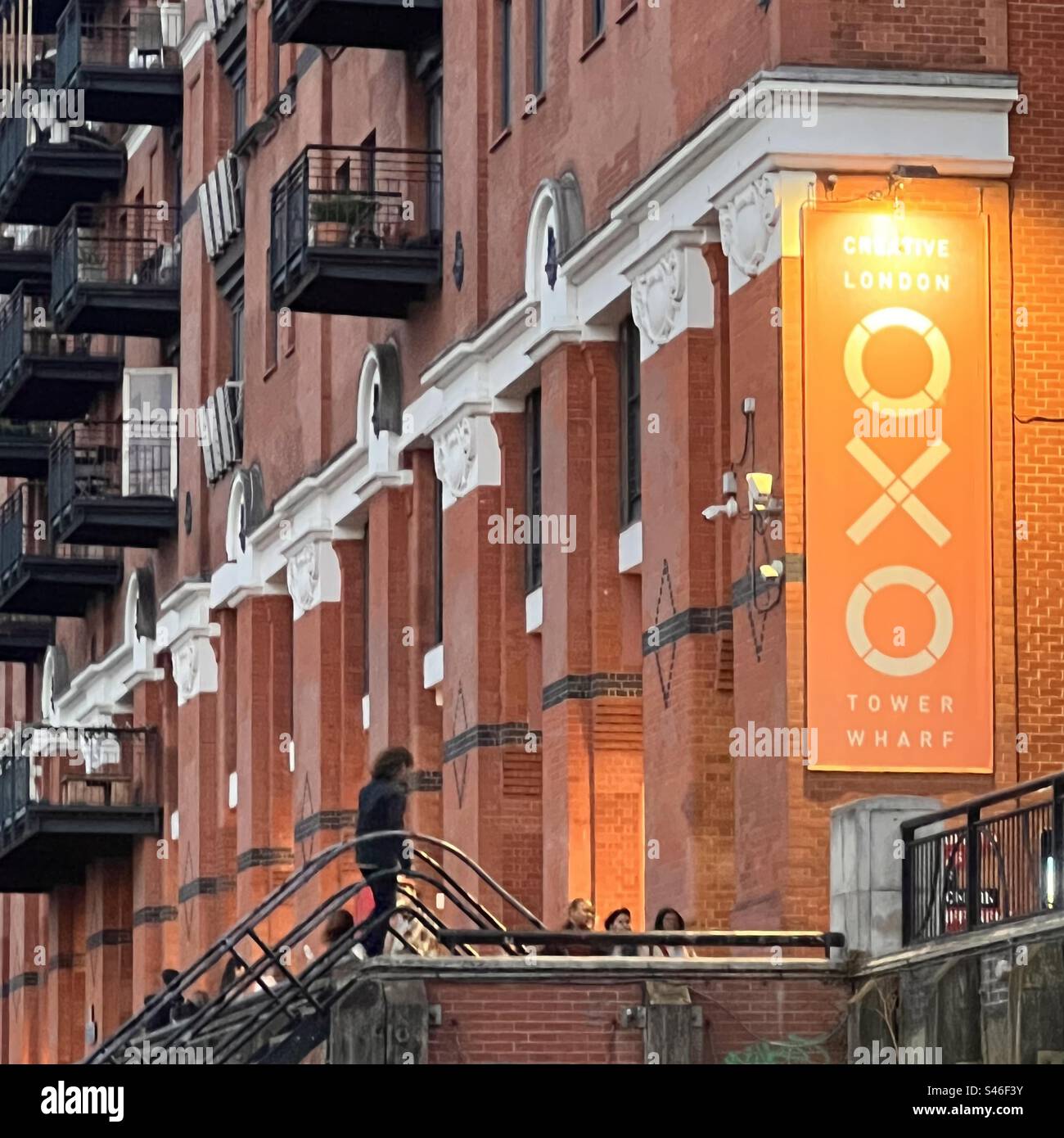 Oxo Tower London at night on River Thames - Smartphone Captured Stock Image