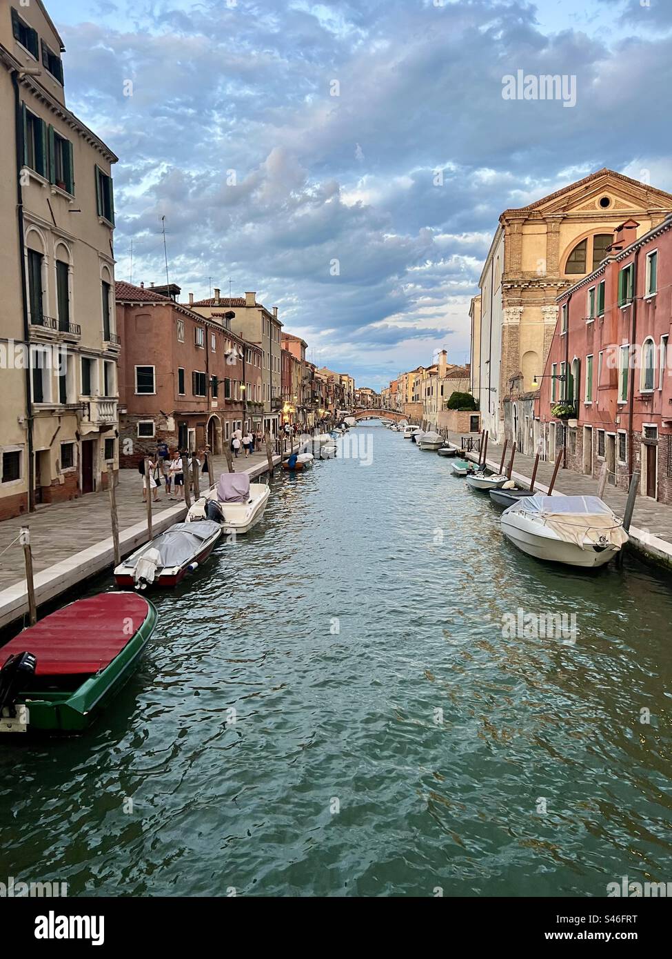Post sunset sky on a summer’s night in Cannaregio district in Venice - Smartphone Captured Stock Image