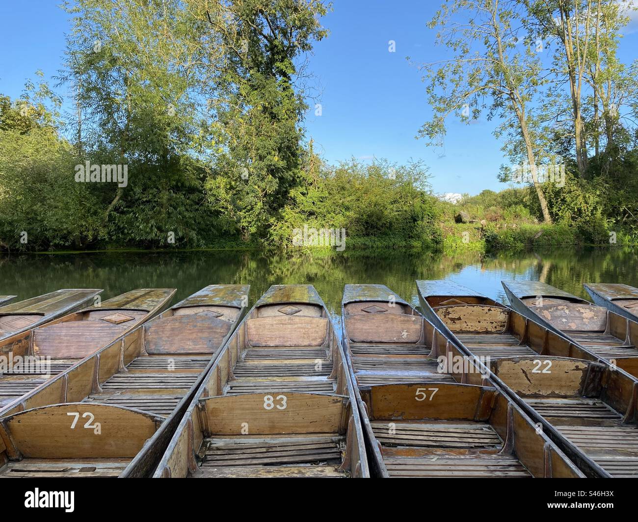 Punts on the River Cherwell, Oxford - Smartphone Captured Stock Image Punts on the River Cherwell, Oxford - Smartphone Captured Stock Image